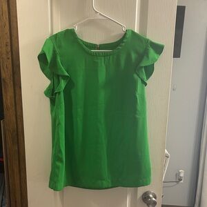 Vibrant Green Ruffle Sleeve Blouse